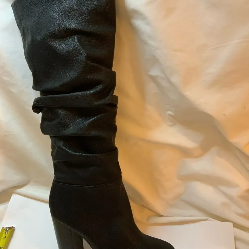 New Katy Perry Womens Oniel Leather Pointed Toe Knee High 4” Fashion Boots 8/38